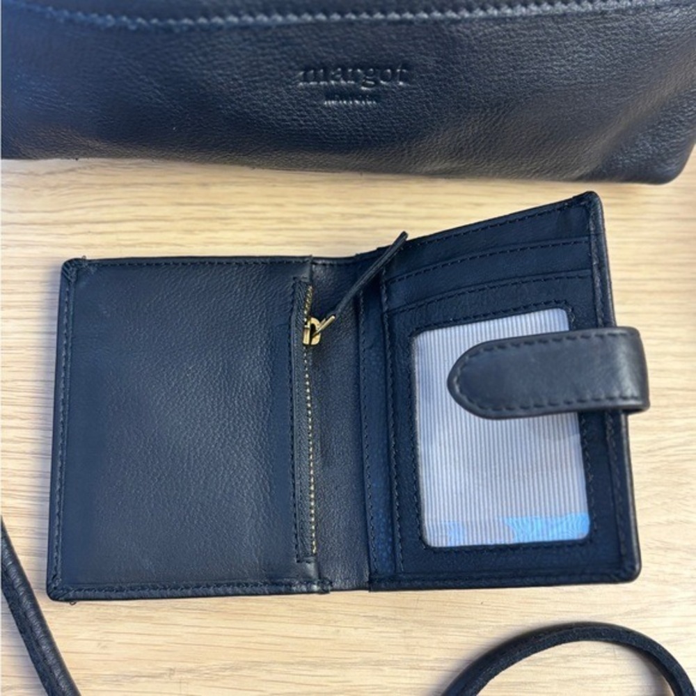 Margot New York Black Genuine Leather Crossbody‎ Bag and Matching Wallet Set - Picture 7 of 10